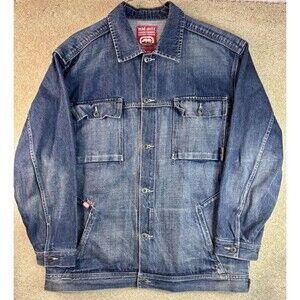 VTG Ecko Men’s Unlimited Baggy Fit Crossroads Denim Blue Jean Jacket Y2K Size XL